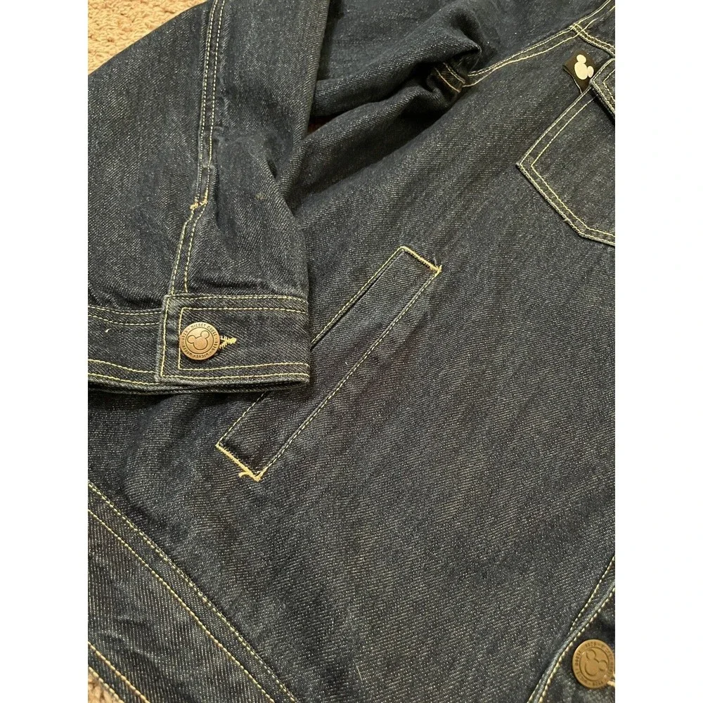 Disney Mickey Mouse Blue Denim Jean Jacket Women’s XL Embroidered Sherpa collar